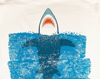 Shark in the Sea large cotton tea towel