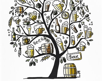 The Beer Tree - Large Cotton Tea Towel