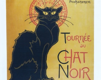 Tournee du Chat Noir - Retro Style Advertising Poster Large Cotton Tea Towel