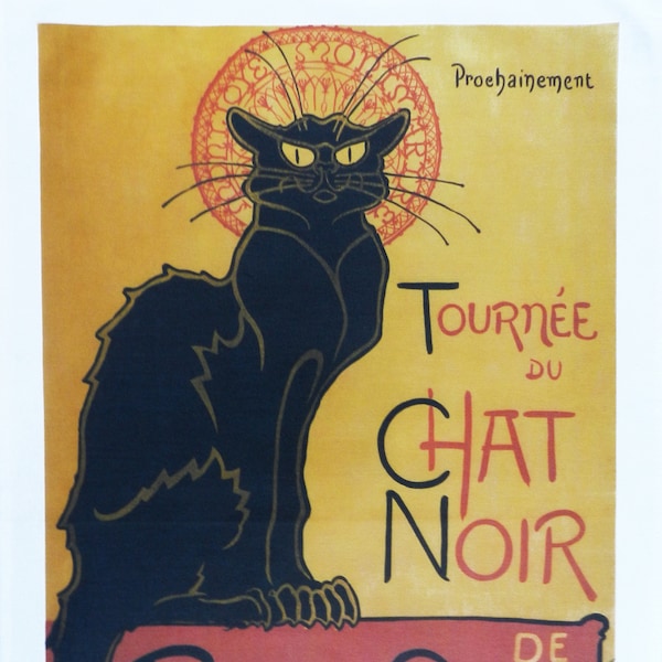 Tournee du Chat Noir - Retro Style Advertising Poster Large Cotton Tea Towel