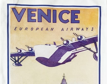 London Vintage Flight Large Cotton Tea Towel