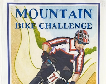 Cycling - Mountain Bike Challenge Large Cotton Tea Towel