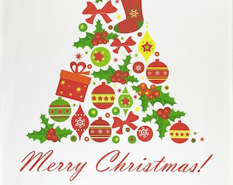 Merry Christmas Tree - Large Cotton Tea Towel