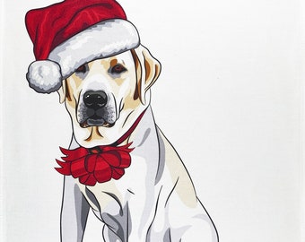 The Christmas Labrador - Large Cotton Tea Towel
