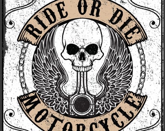 Ride or Die Motorcycle -  Large Cotton Tea Towel by Half a Donkey