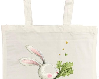 Easter Bunny Cotton Tote Bag, 100% Cotton, 38 x 43 cm, Unisex
