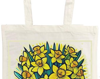 Daffodil Cotton Tote Bag, Printed on Both Sides, Unisex, 38 x 43 Centimetres