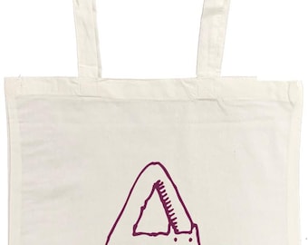 Cat Letter Art Tote Bag – Purple Hand-Drawn Design