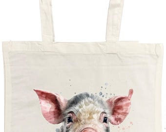 Watercolour Piglet Tote Bag – Eco-Friendly Cotton Shopper