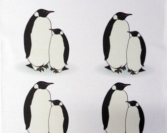 Mr & Mrs Penguin Large Cotton Tea Towel