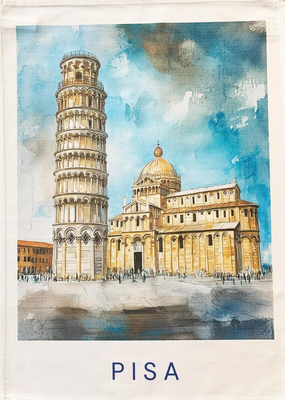 The Leaning Tower of Pisa large cotton tea towel