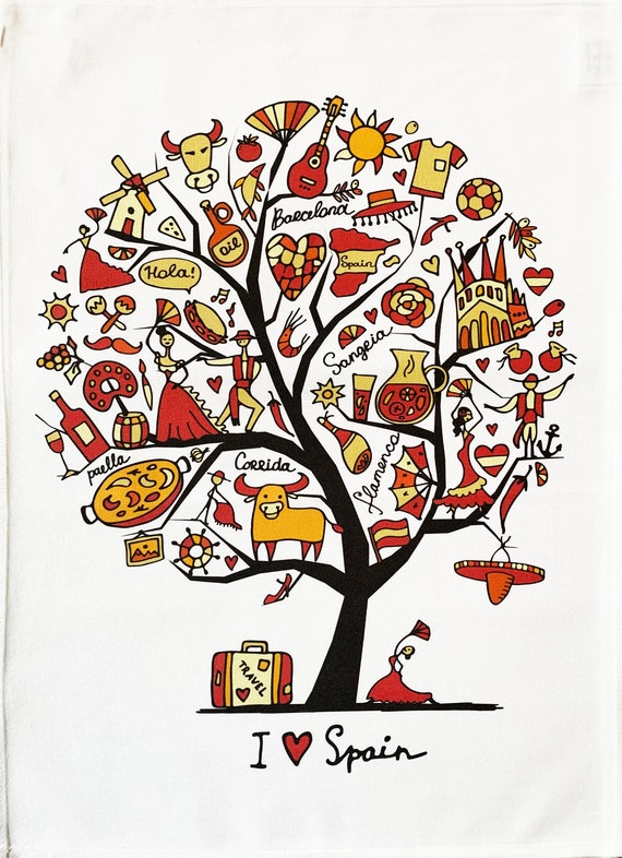 I Love Spain - Large Cotton Tea Towel