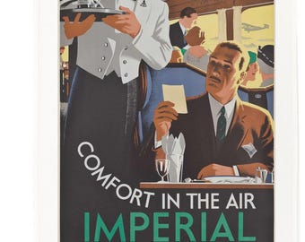 Cotton Tea Towel – Vintage Imperial Airways Travel Poster Kitchen Décor