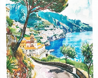 The Amalfi Coast large cotton tea towel