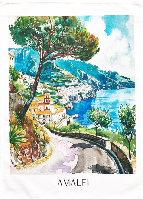 The Amalfi Coast large cotton tea towel