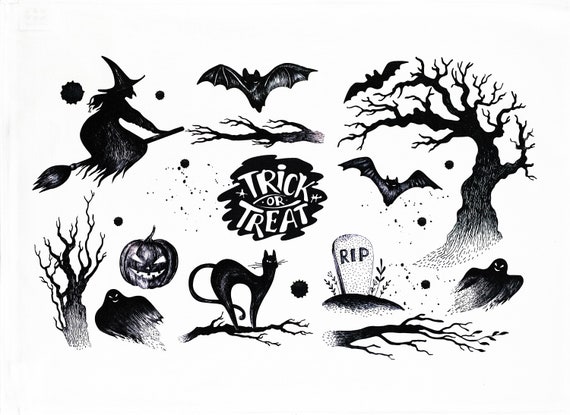 Halloween Trick or Treat Large Cotton Tea Towel from Half a Donkey