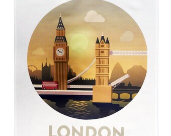 View from Tower Bridge - Iconic London Skyline Large Cotton Tea Towel