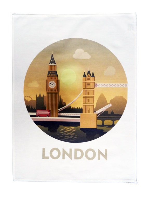 View from Tower Bridge - Iconic London Skyline Large Cotton Tea Towel