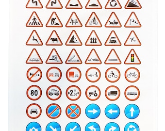 Traffic Sign Symbols - Large Cotton Tea Towel