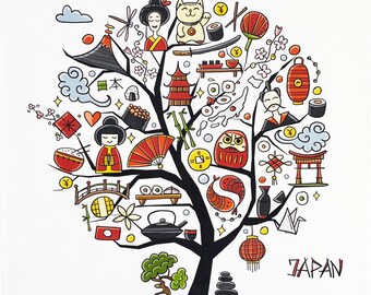 Tree of Japan Large Cotton Tea Towel