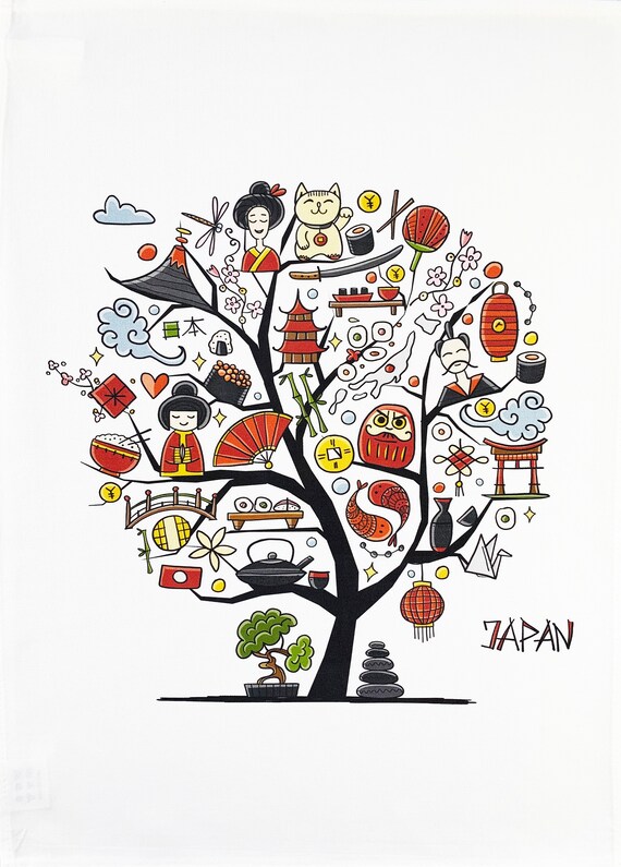 Tree of Japan Large Cotton Tea Towel