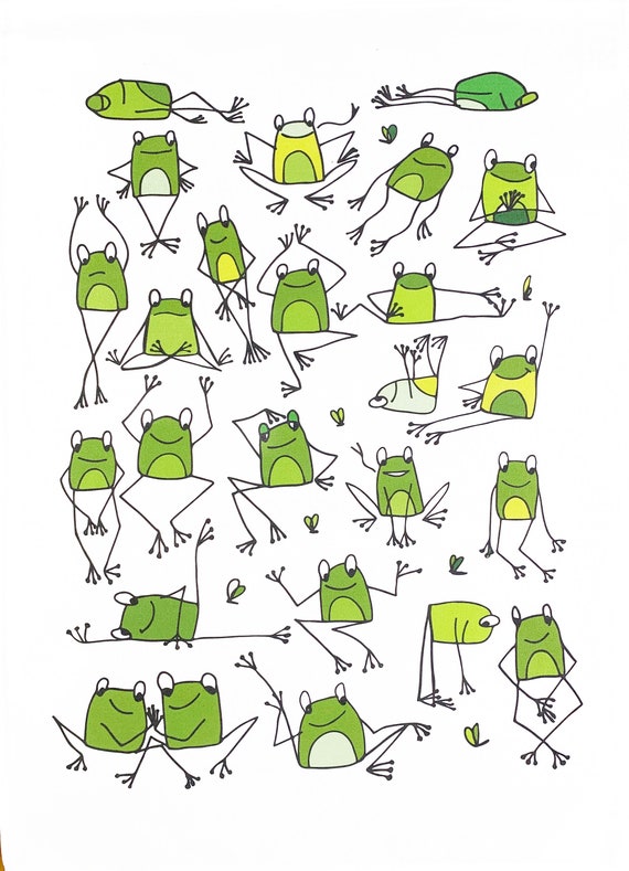 The Happy Frogs Large Cotton Tea Towel