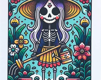 The Gardener Tarot Card  Large Cotton Tea Towel