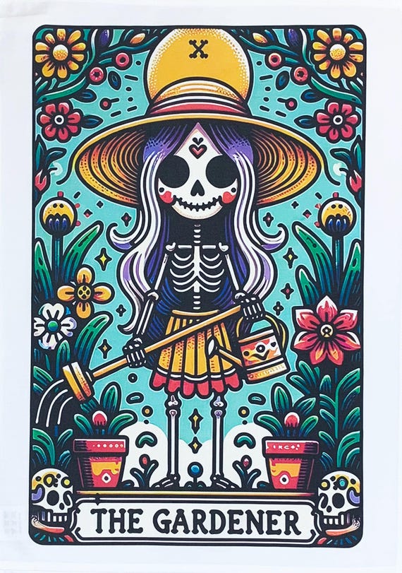 The Gardener Tarot Card  Large Cotton Tea Towel