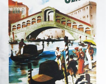 Venice of Today at Olympia - Retro Style Theatre Poster Large Cotton Tea Towel