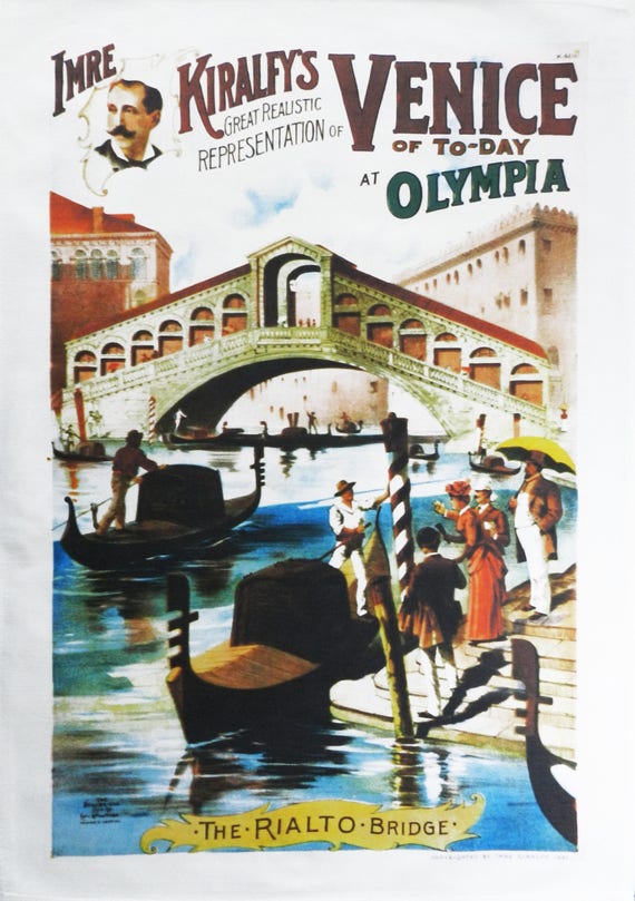 Venice of Today at Olympia - Retro Style Theatre Poster Large Cotton Tea Towel