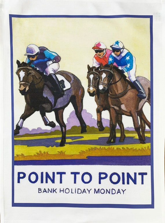 Eventing - Point to Point Retro Style Large Cotton Tea Towel