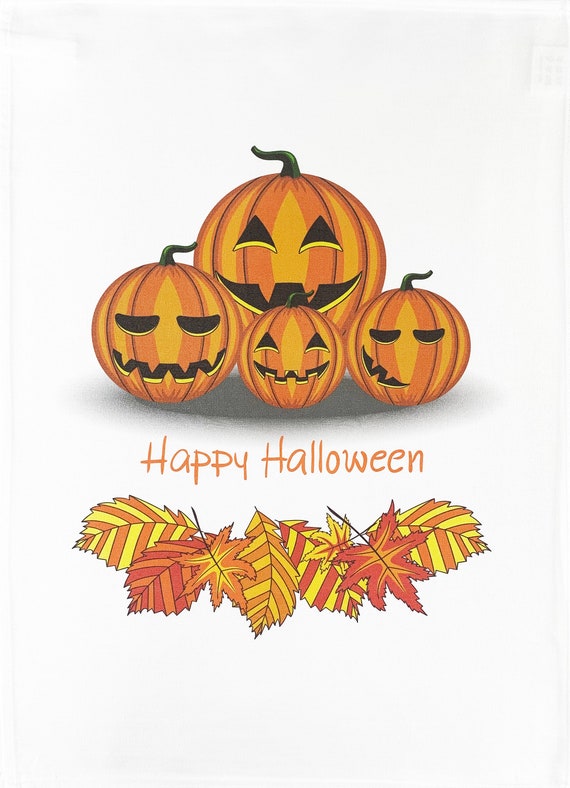 Happy Halloween from The Pumpkins - Large Cotton Tea Towel