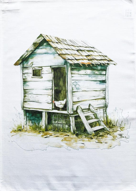 Chicken at home large cotton tea towel