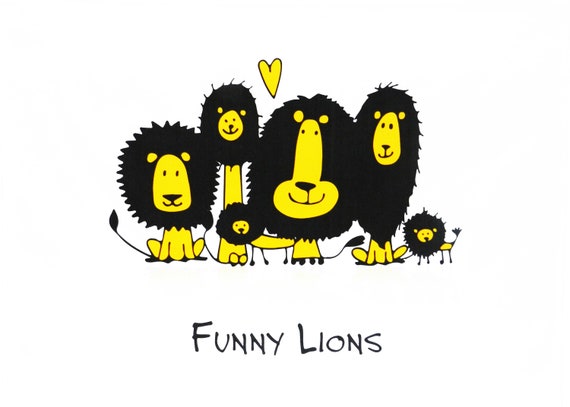 Funny Lions - Large Cotton Tea Towel