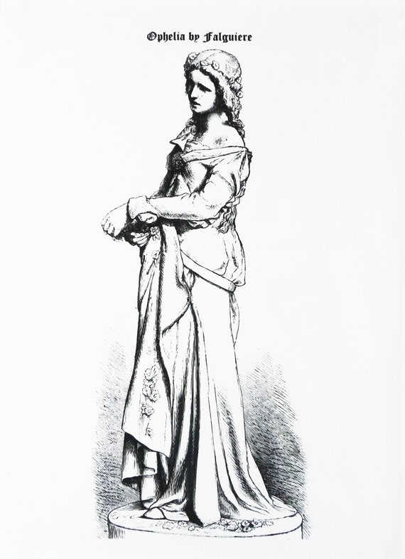 Ophelia by Falguiere - Large Cotton Tea Towel