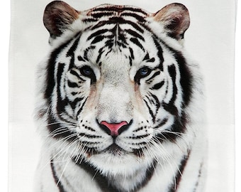 The Big White Tiger Large Cotton Tea Towel from Half a Donkey