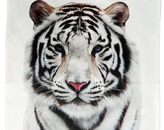 The Big White Tiger Large Cotton Tea Towel from Half a Donkey