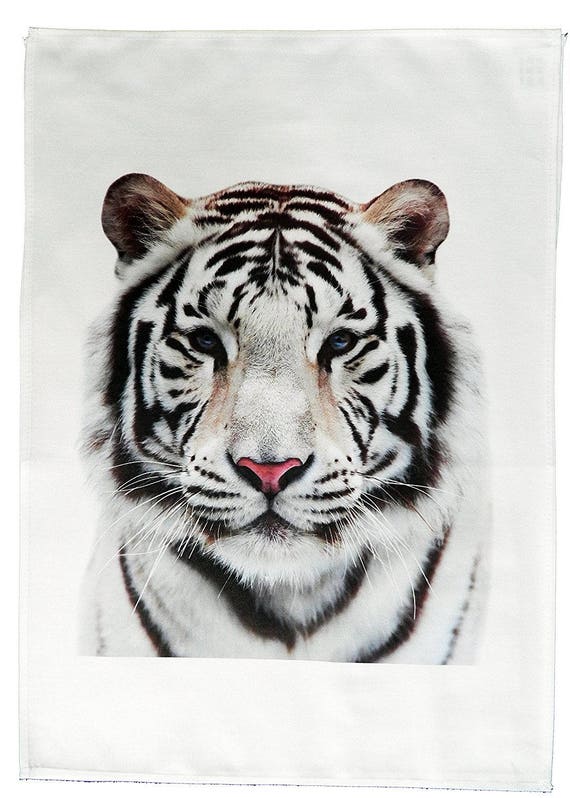 The Big White Tiger Large Cotton Tea Towel from Half a Donkey