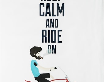 Keep Calm and Ride On - Large Cotton Tea Towel