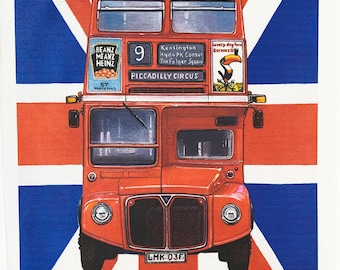 London Routemaster Bus Large Cotton Tea Towel
