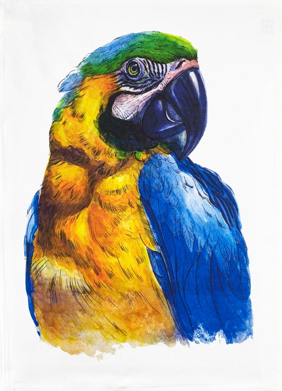 Portrait of a Parrot Large Cotton Tea Towel
