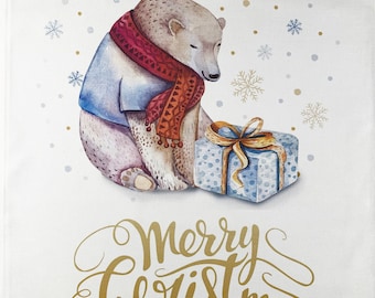 A Polar Bear Christmas Large Cotton Tea Towel