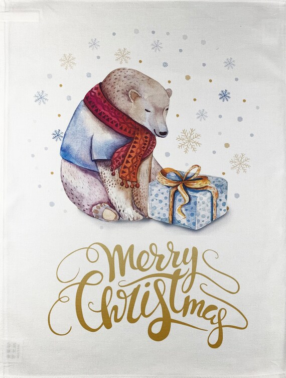 A Polar Bear Christmas Large Cotton Tea Towel