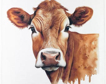 The Big Cow Face large cotton tea towel