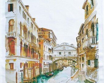 The Bridge of Sighs large cotton tea towel
