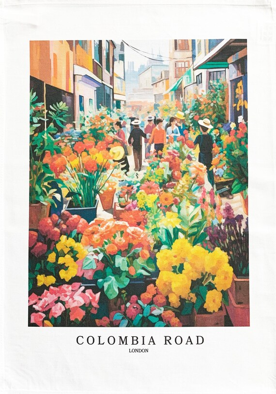 Columbia Road London large cotton tea towel
