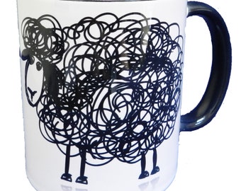 The Black Sheep Mug with glazed black inner and black handle