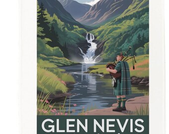 Glen Nevis, Scotland Tea Towel – 100% Cotton, White, 65 x 47 cm