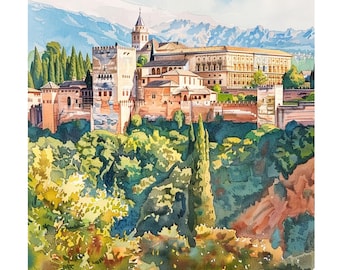 The Alhambra Granada large cotton tea towel