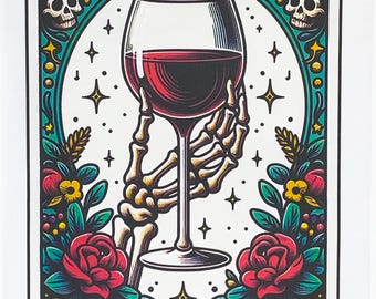 The Wine Tarot Card Large Cotton Tea Towel